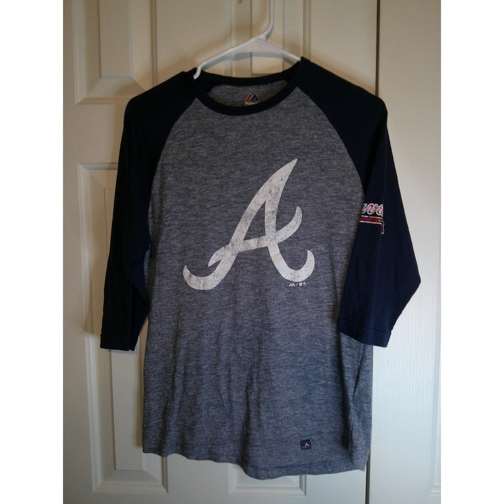 Majestic Atlanta Braves Baseball 3/4 Sleeve Raglan T-Shirt Men's Size‎ S